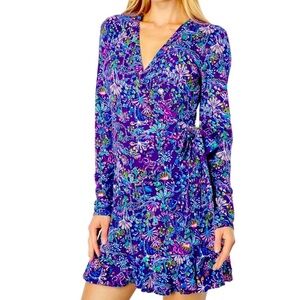 Lilly Pulitzer Rilla Sleeved Romper,Purple Berry Colony Conga,  Large NWT